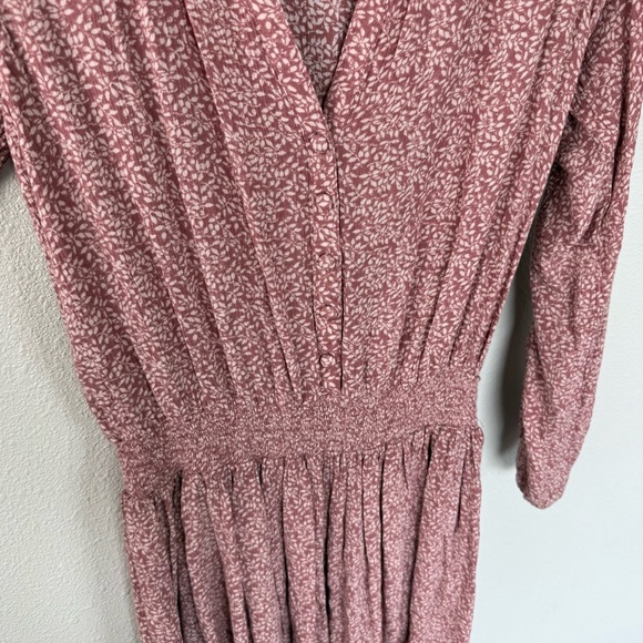 Faherty Montara Leaf Batik Long Sleeve Dress Pink Floral Casual Boho Women Small - Picture 9 of 16